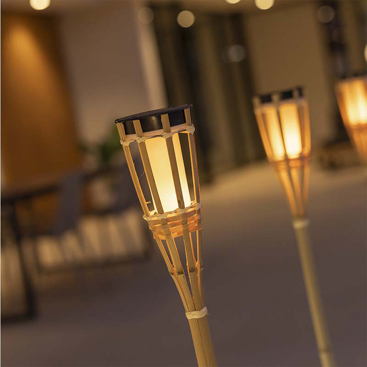 Balise solaire de jardin Hiama effet flamme, lot de 24