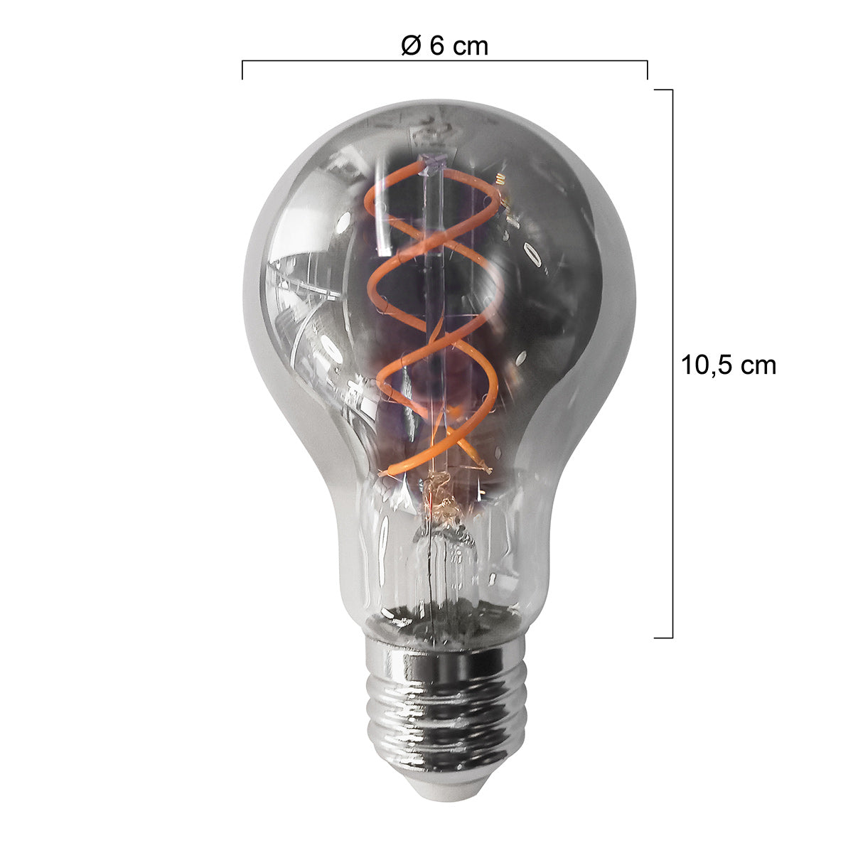 Ampoule fumée dimmable avec culot E27 120 lumens 1800 kelvins 4,5 watts