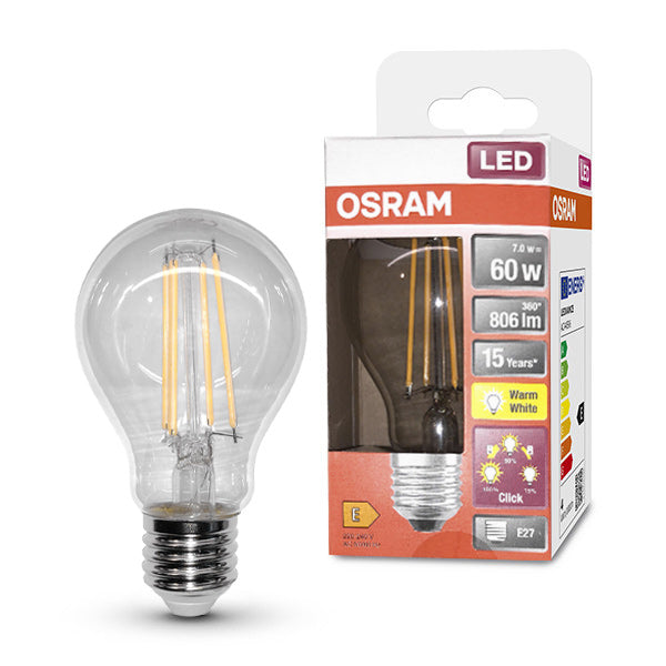 Source lumineuse LED 3 étapes 7 W E27 Filament Osram