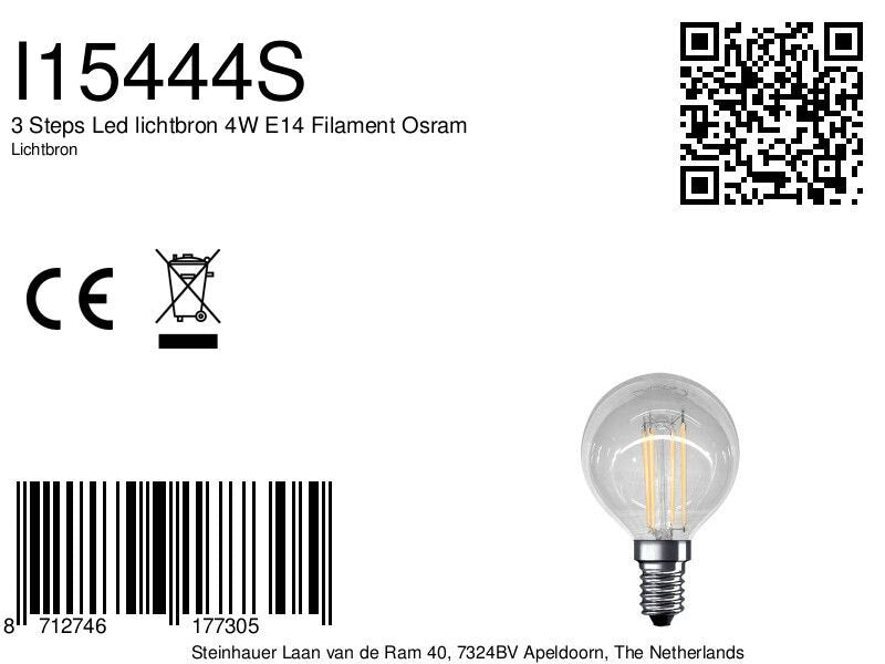 Ampoule LED 3 niveaux 4W E14 à filament Osram