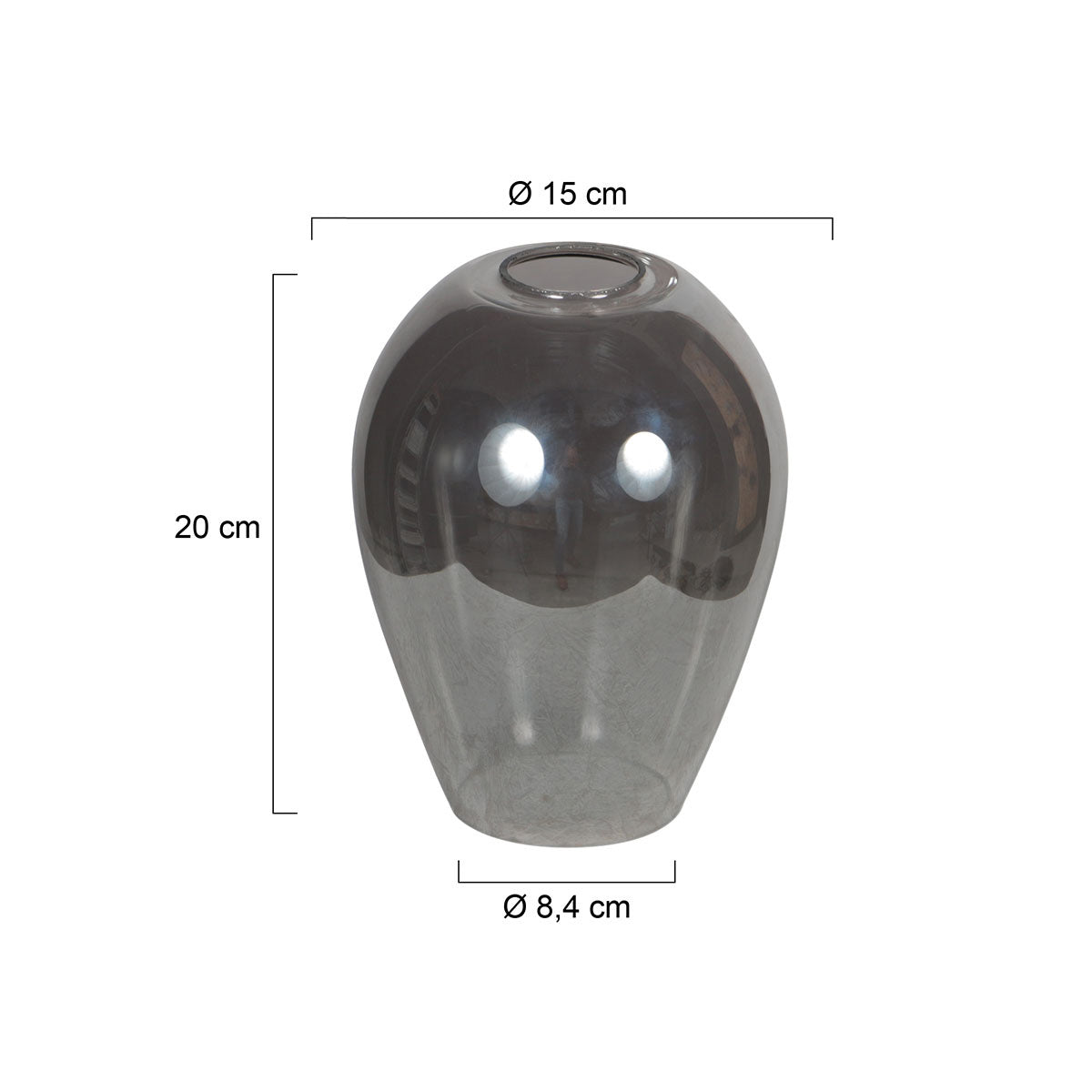Abat-jour en verre détachable I15466S – Verre fumé fait main en forme de goutte pour luminaires à culot E27