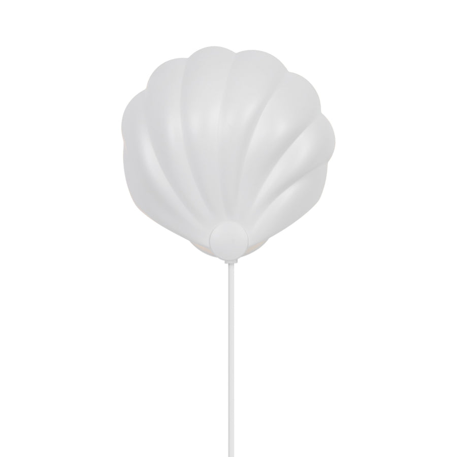 Face avant du luminaire en forme de coquillage Saint-Jacques blanc
