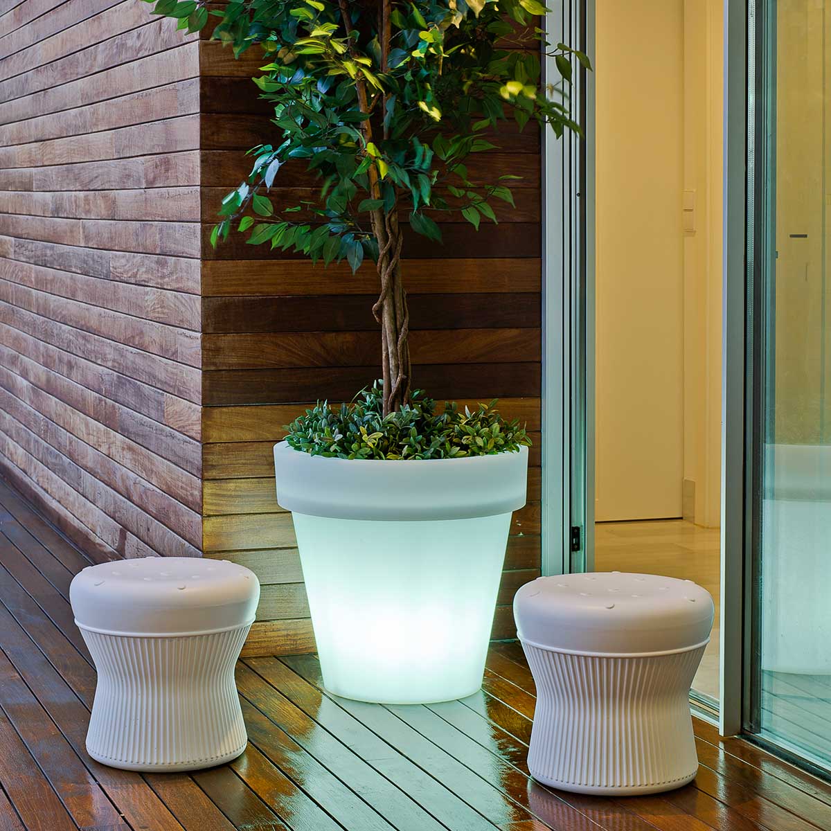 Jardinière lumineuse ronde Magnolia