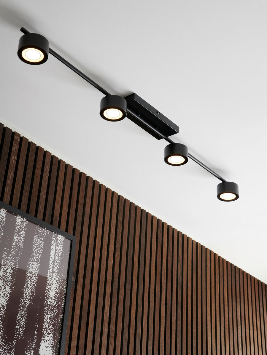 Plafonnier spots LED Clyde 4-Rail noir