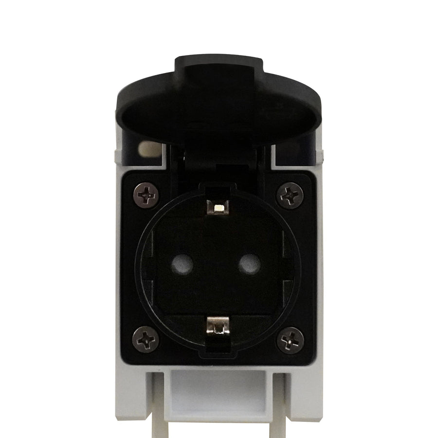 Détail de la face arrière avec connecteur électrique et visserie