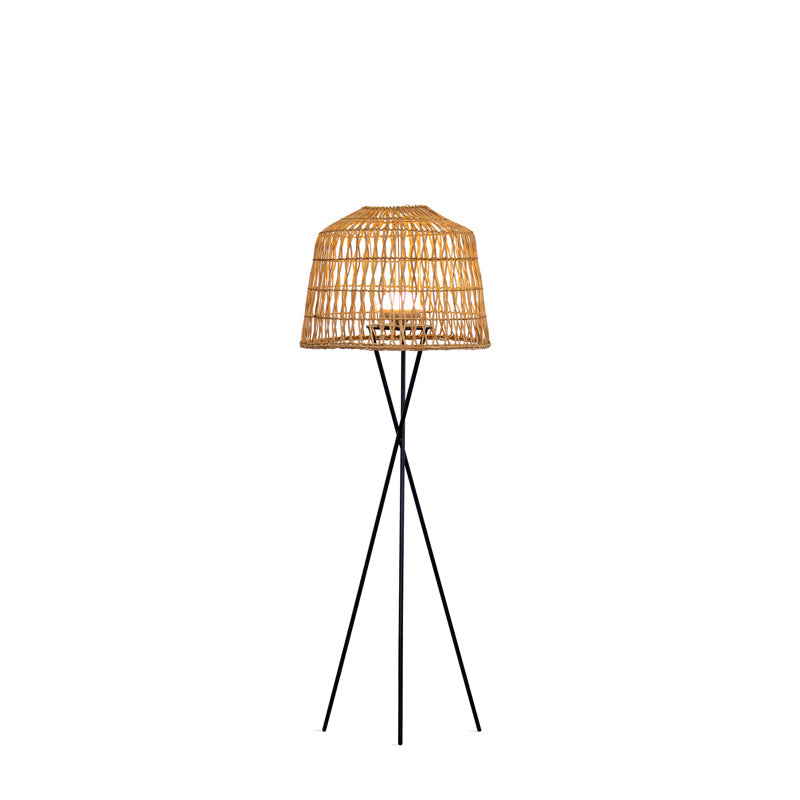 Lampadaire sans fil Amalfi en fibres naturelles