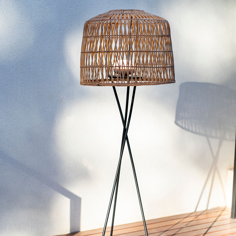 Lampadaire sans fil Amalfi en fibres naturelles
