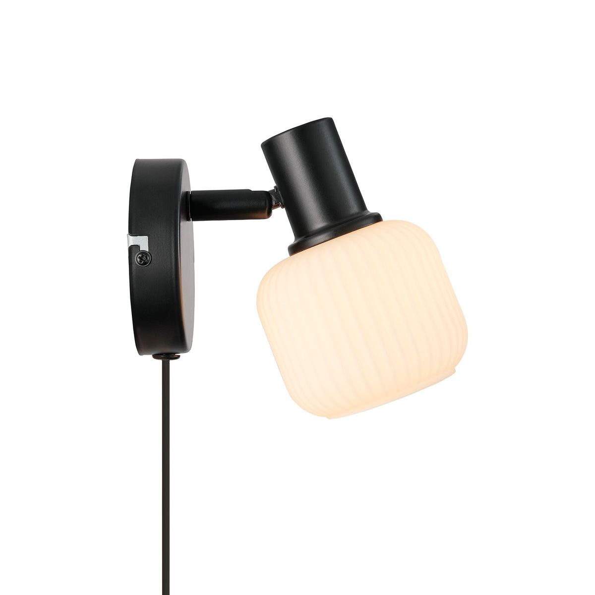 Vue de profil montrant le bras orientable et la platine de fixation murale