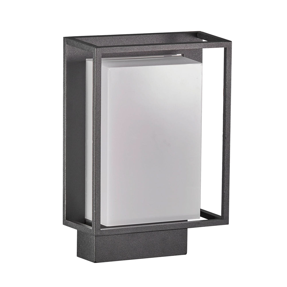 Détail du cadre métallique noir entourant le diffuseur blanc de l'applique.