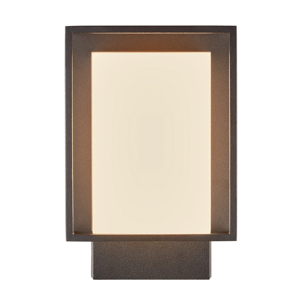 Vue frontale de l'applique murale noire avec diffuseur blanc rectangulaire.
