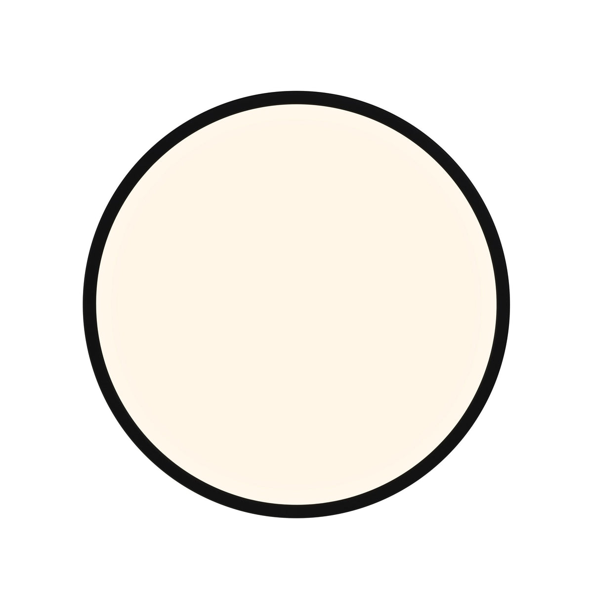 Plafonnier allumé émettant une lumière chaude et homogène sur fond blanc.