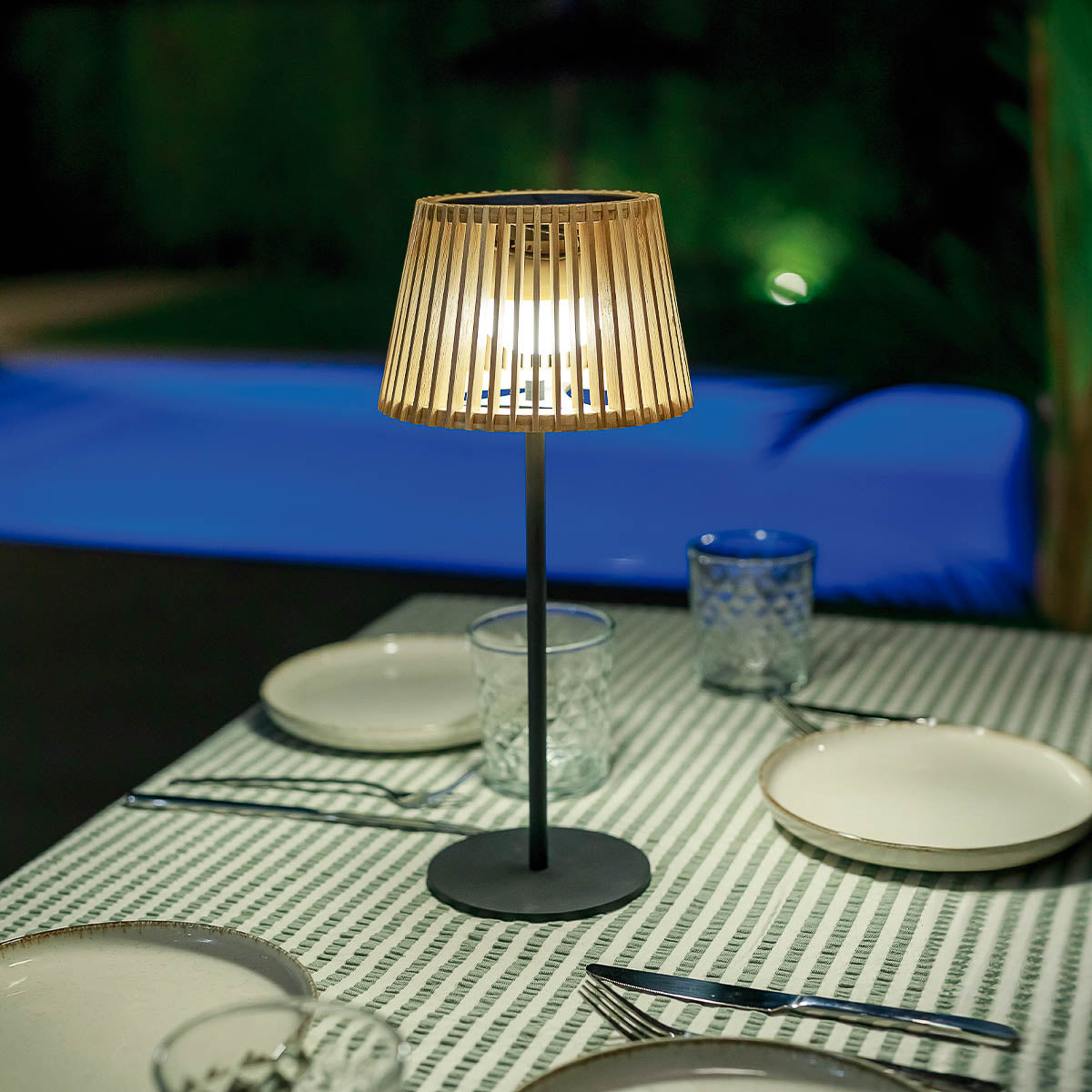 Lampe à poser solaire Okinawa Table en bambou
