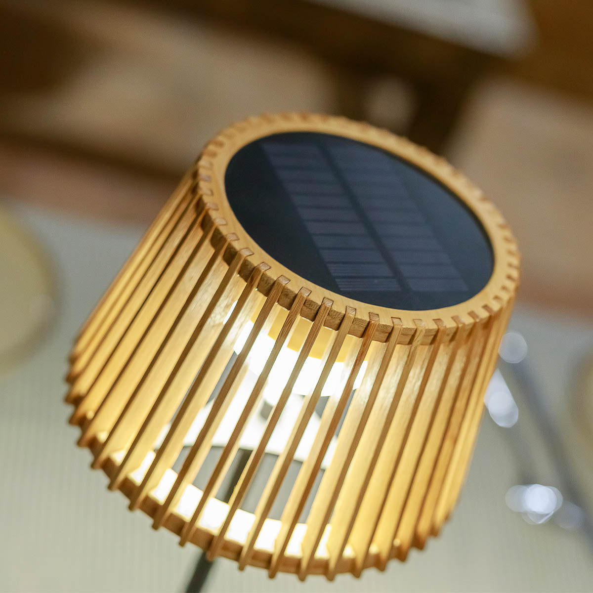 Lampe à poser solaire Okinawa Table en bambou