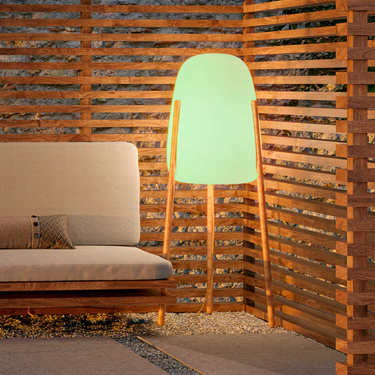 Lampadaire Rocket à pieds bois