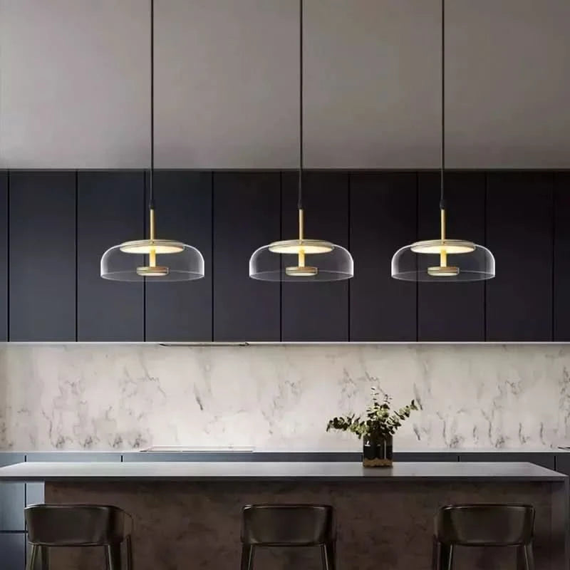 Modern LED bedroom bedside pendant lights minimalist designer Glass chandelier Kitchen Island Restaurant Bar hanging lamp | Designix - - https://designix.fr/
