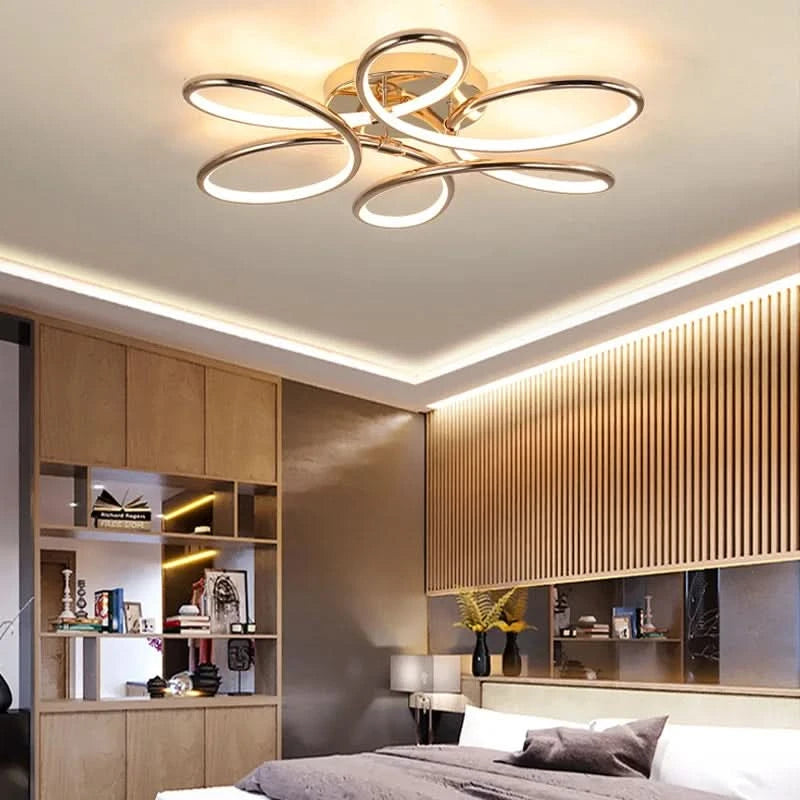 Lustre plafond LEDs aluminium doré décoration | Designix - Luminaire - https://designix.fr