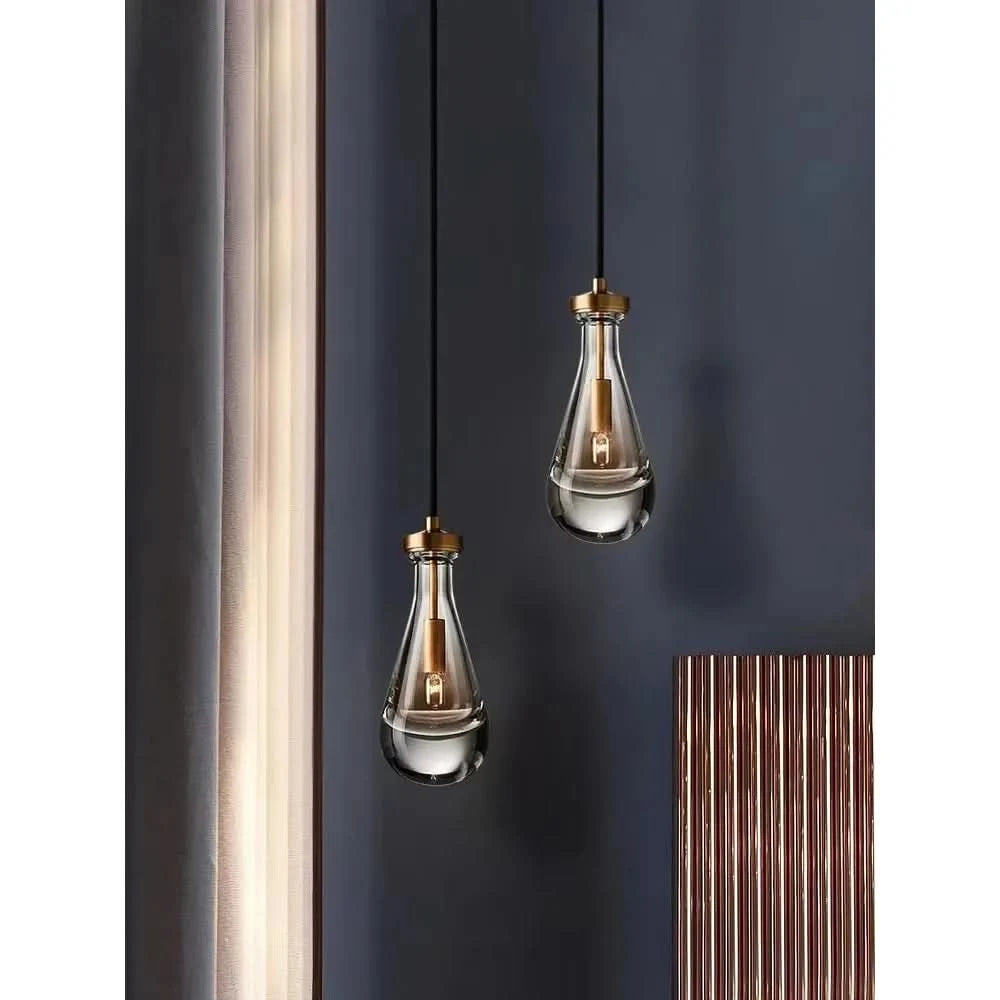 Nordic Glass Pendant Light Brass Water Drop Shape Luster Light Dining Room Bar Bedroom Pendant Lamp Hanging Fixtures | Designix - - https://designix.fr/