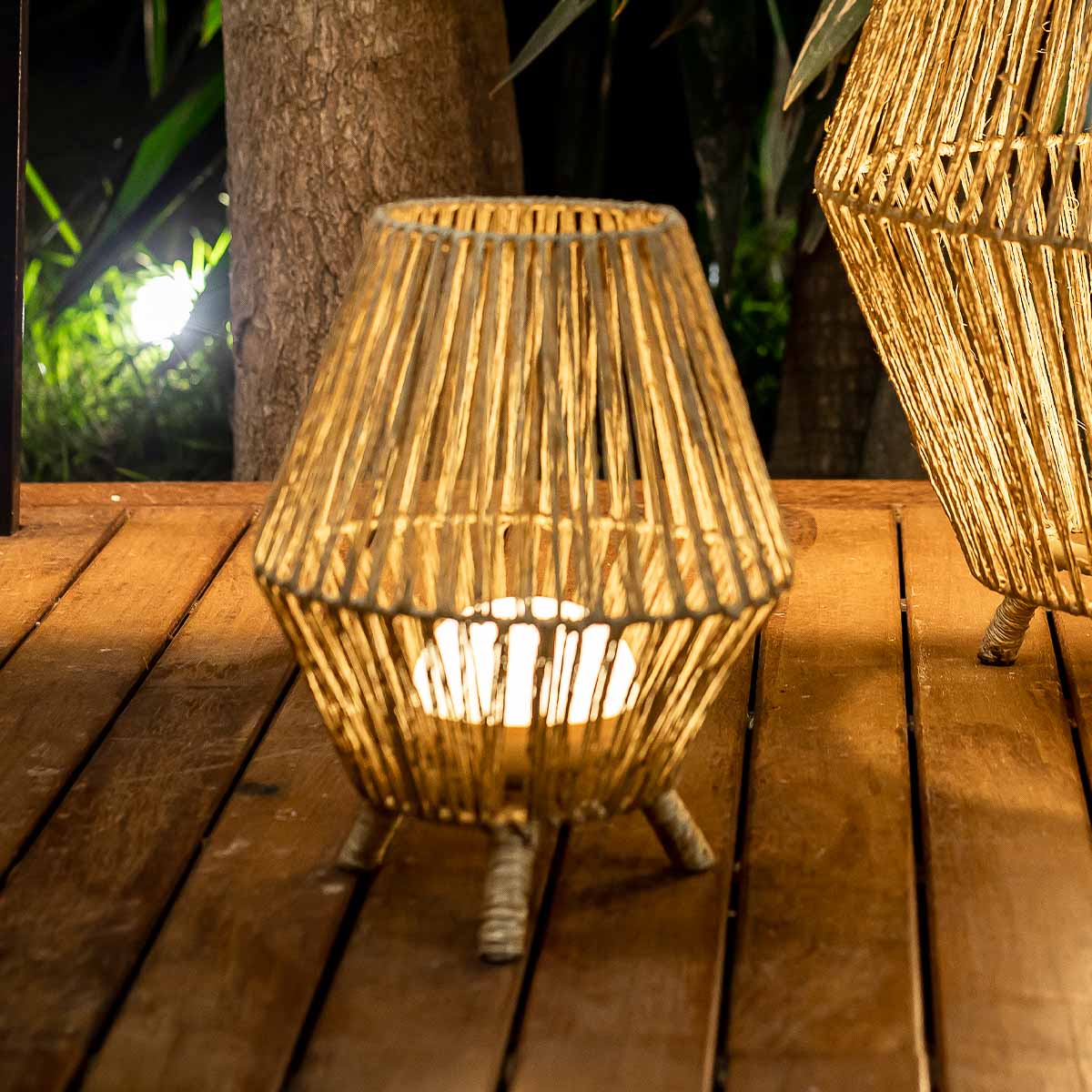 Lampe à poser sans fil Sisine 30 en fibres naturelles