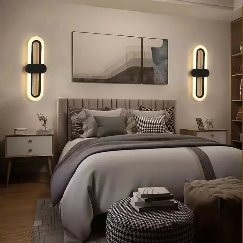 Oval Acrylic Corridor Lamp LED Wall Lamp Home Background Decoration Bedroom Aisle Bedside Living Room Black Gold Wall Light | Designix - - https://designix.fr/