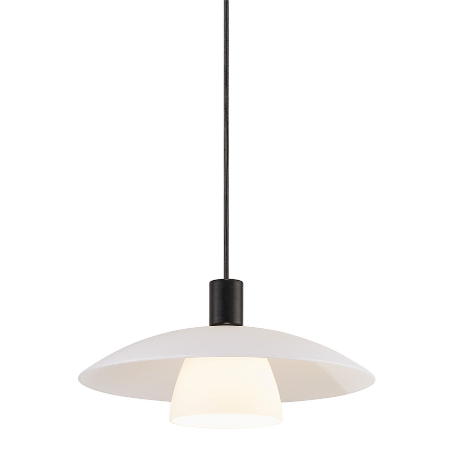 Vue en plongée montrant le diffuseur conique blanc sous la grande coupelle