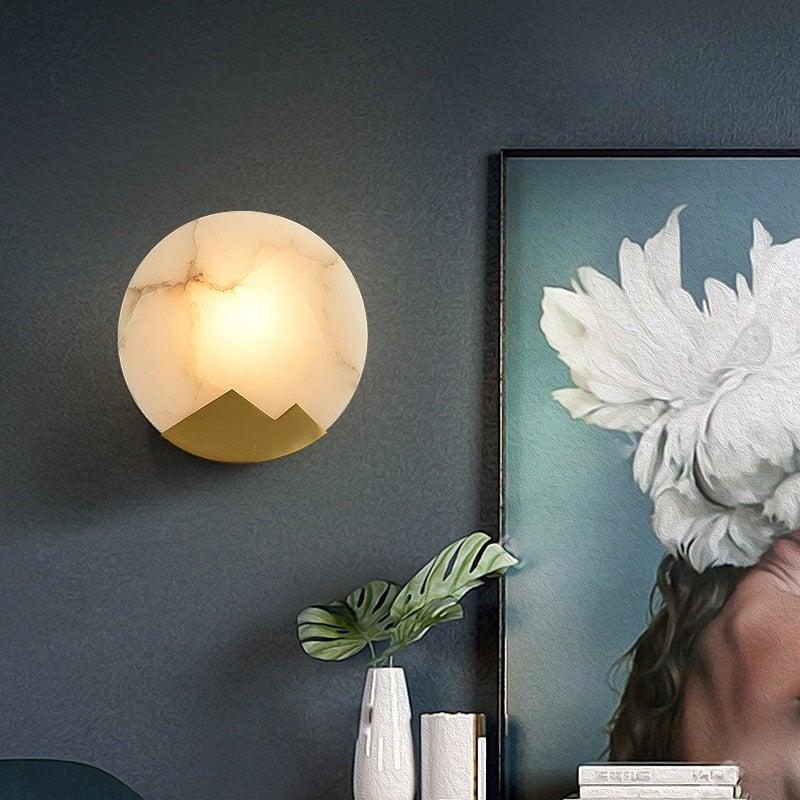 Applique Marbre Ronde | Élégance Sculpturale - Designix Applique Murale Blanc Chaud (2700 - 3500K) Diamètre 20cm