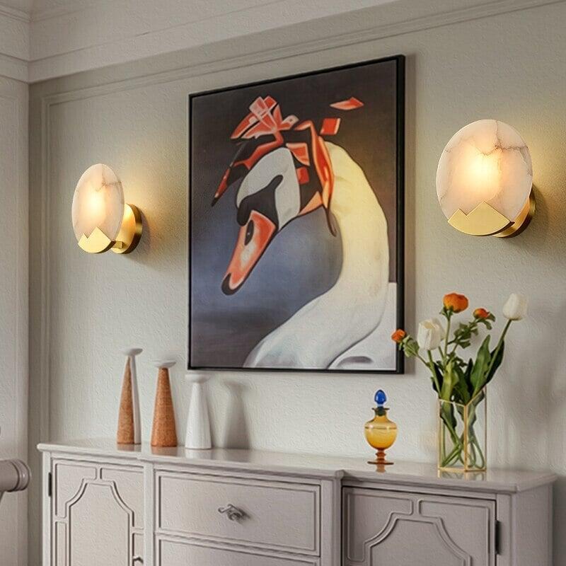 Applique Marbre Ronde | Élégance Sculpturale - Designix Applique Murale Blanc Chaud (2700 - 3500K) Diamètre 20cm