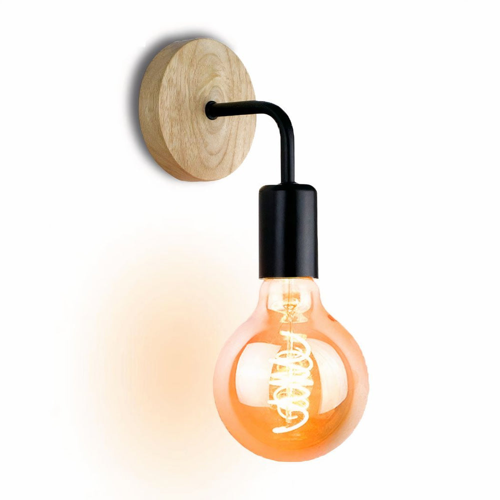 Applique Murale Ampoule en Métal et Bois | Mori - Designix Applique Murale