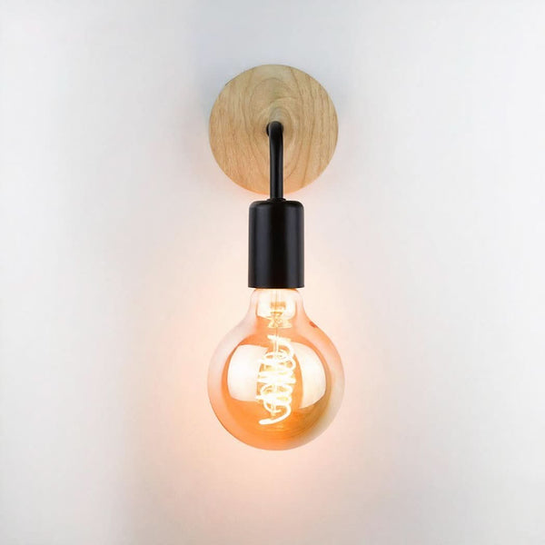 Applique Murale Ampoule en Métal et Bois | Mori