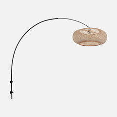 Applique murale arc bambou réglable, abat-jour Ø60 pour salon | Lúma