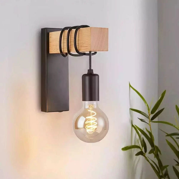 Applique Murale Bois et Noir | Fusion Élégante