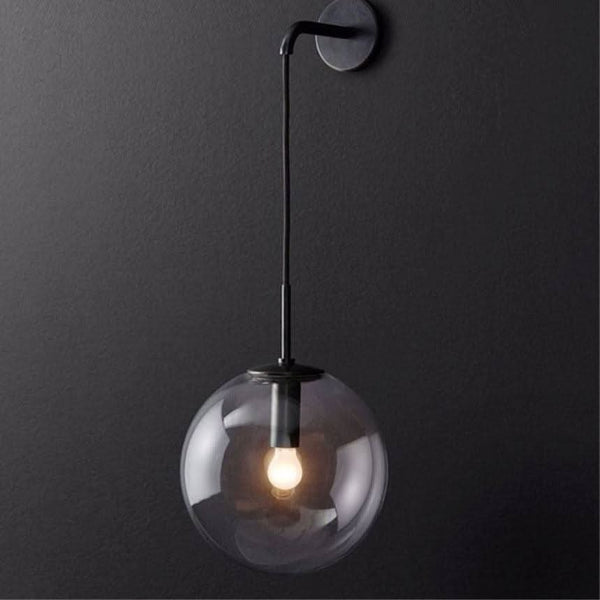Applique Murale Boule en Verre Noire | Lilo