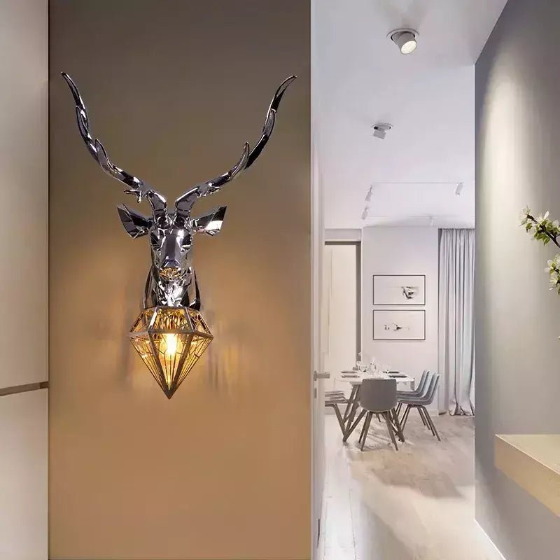 Applique Murale Cerf | Lumière Sylvestre - Designix Applique Murale Argent Brillant 37 x 66 cm