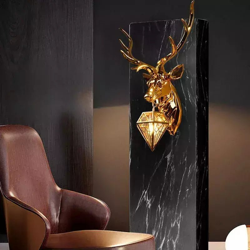 Applique Murale Cerf | Lumière Sylvestre - Designix Applique Murale Argent Brillant 37 x 66 cm