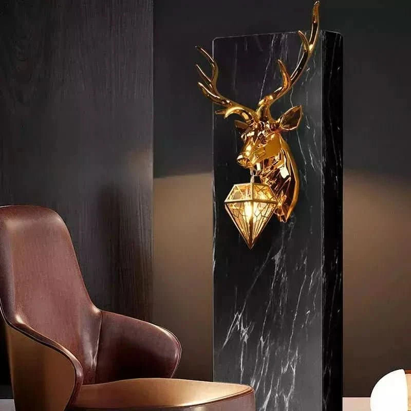 Applique Murale Cerf | Lumière Sylvestre - Designix Applique Murale Argent Brillant 37 x 66 cm