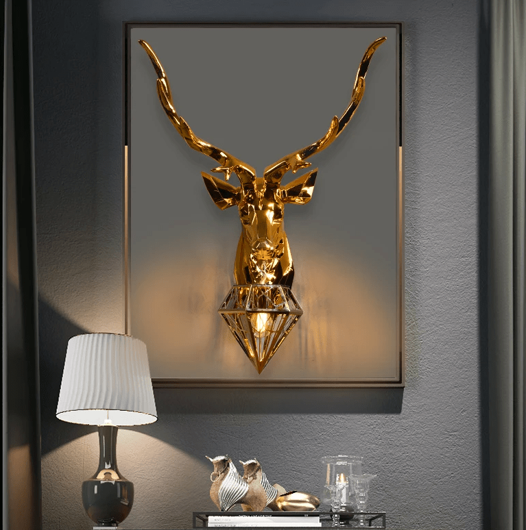 Applique Murale Cerf | Lumière Sylvestre - Designix Applique Murale Argent Brillant 37 x 66 cm