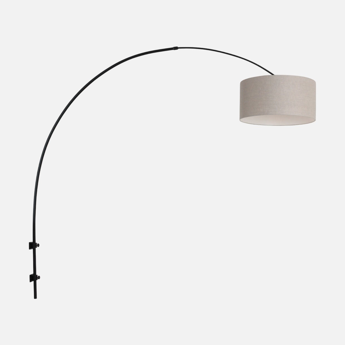 Applique murale arquée en lin gris Sparkled Light, arc noir réglable pour salon – Designix.fr