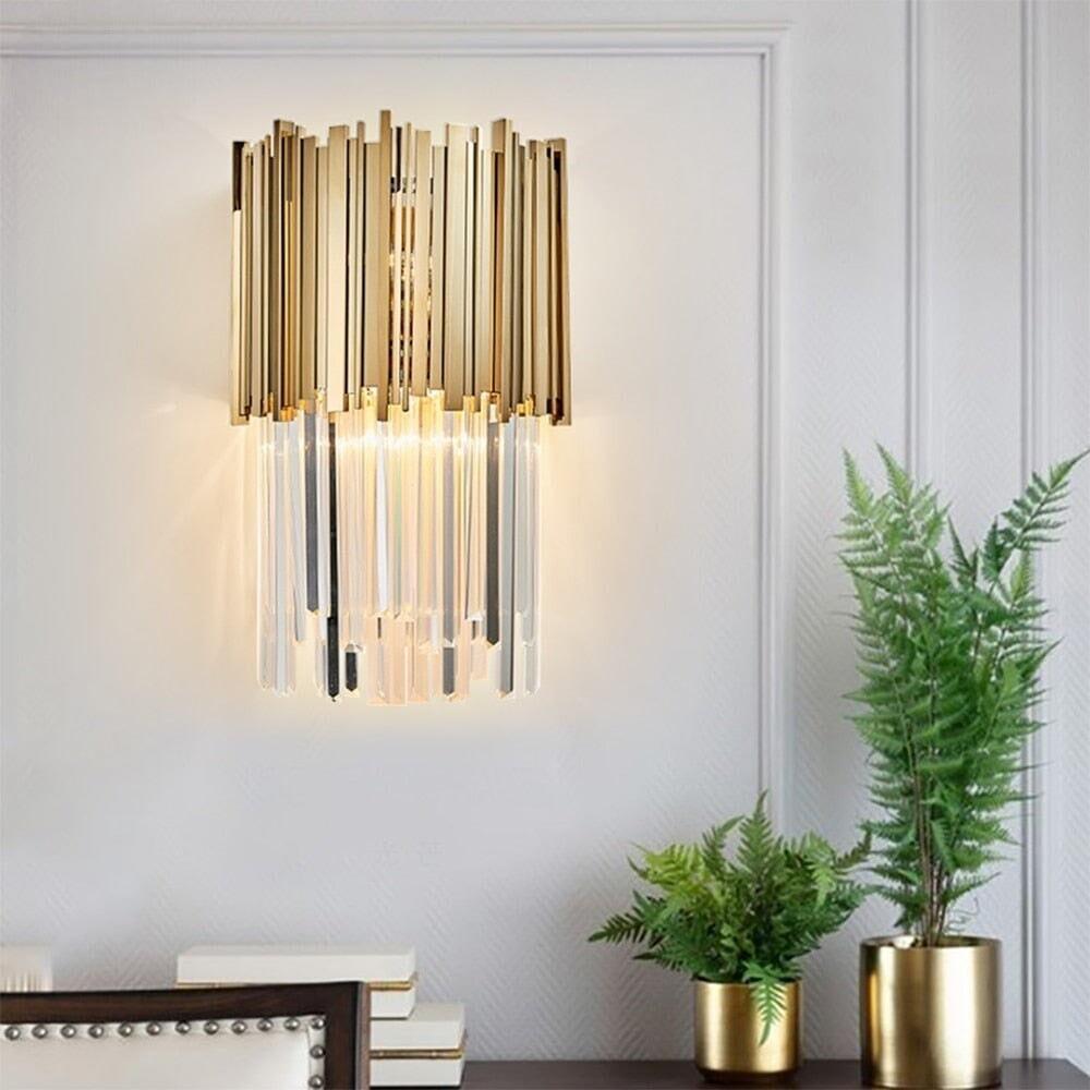 Applique Murale Moderne LED | Lumière Cristalline - Designix Applique Murale Doré 25x46cm Blanc Chaud 3000K