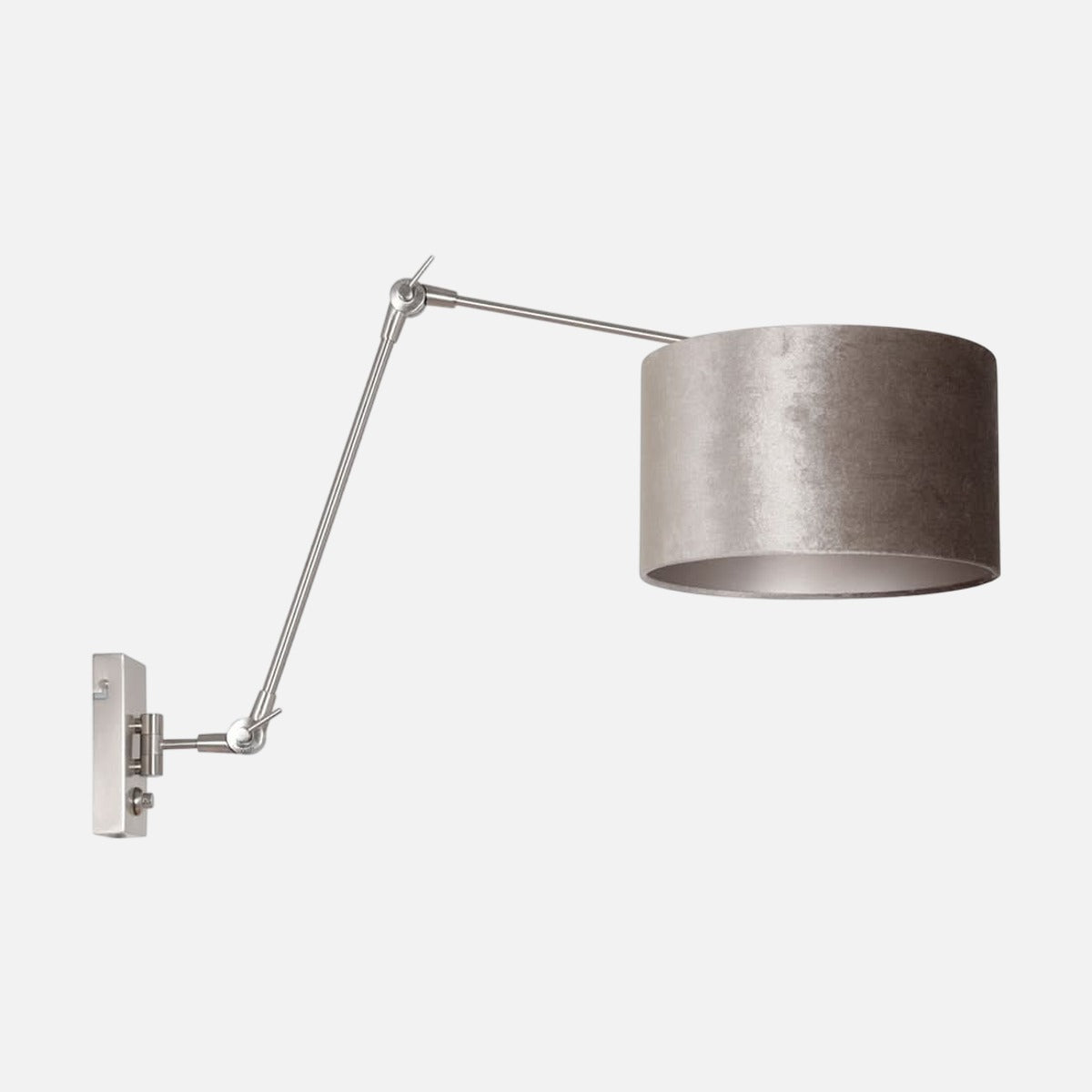 Applique murale orientable Prestige Chic, abat-jour en velours argent à variateur – Designix.fr