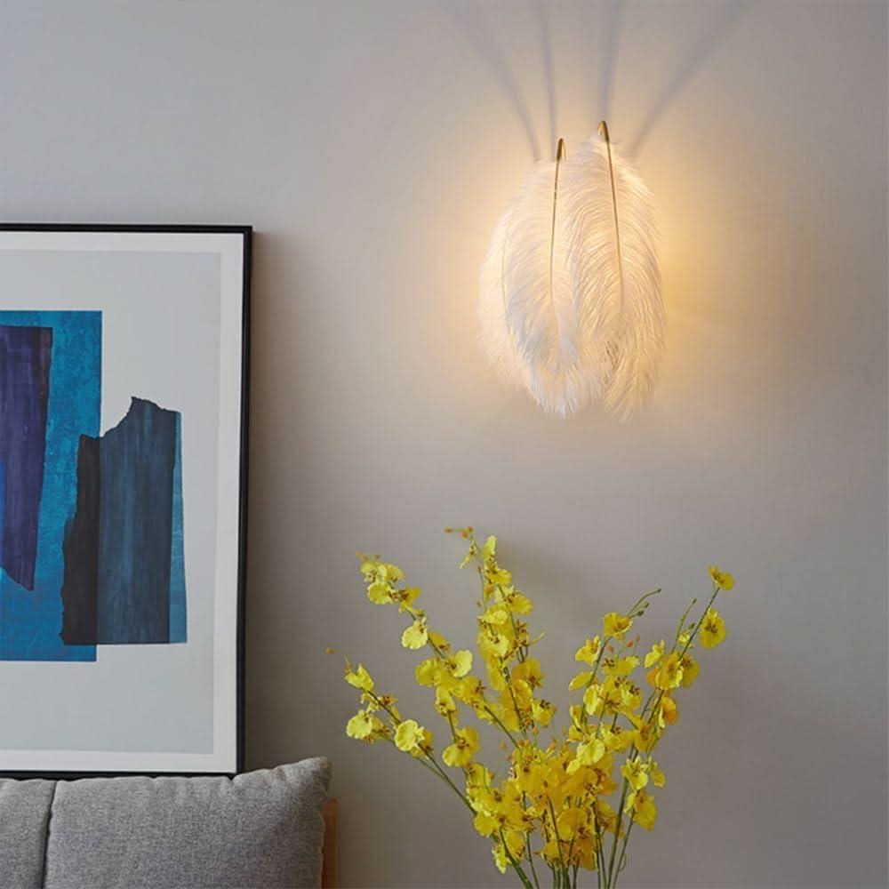 Applique Murale Plume Blanche | Douceur Céleste - Designix Applique Murale Blanc Chaud