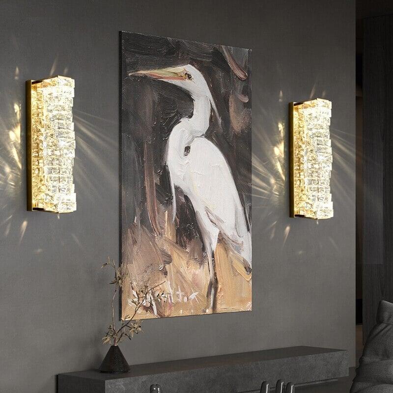 Applique Murale Rectangulaire en Cristal | Reflection - Designix Applique Murale Or | Hauteur 26cm Blanc Chaud