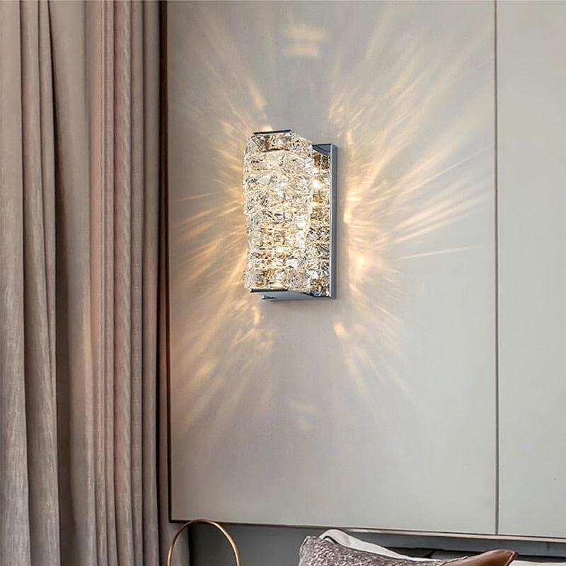 Applique Murale Rectangulaire en Cristal | Reflection - Designix Applique Murale Or | Hauteur 26cm Blanc Chaud