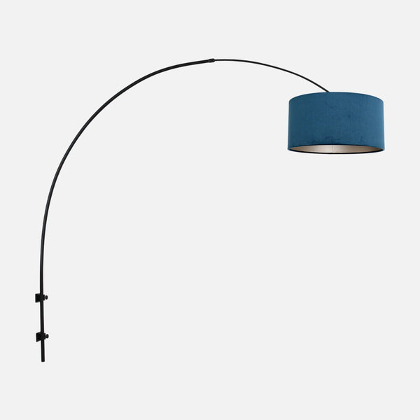 Applique murale tête de lit, arc noir réglable velours bleu | Sparkled