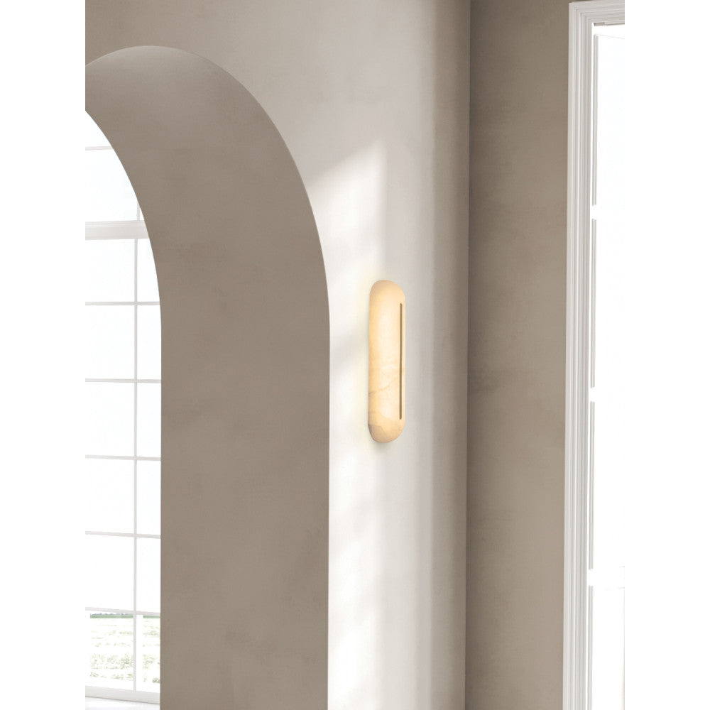 Applique Murale ZAMBELIS 14W Dimmable DESIGN Albatre Blanc et Laiton 2546