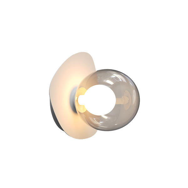 Applique Murale ZAMBELIS D164 G9 DESIGN Blanc Sable et Verre Fume Sans Source 2577