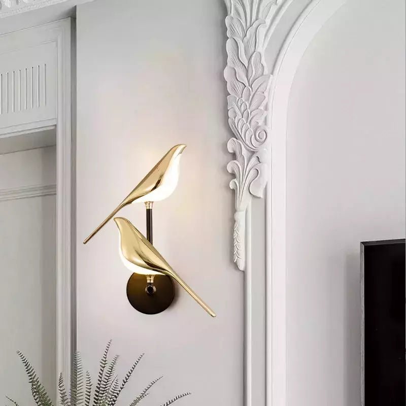 Applique Oiseau Pie | Luminosité Nature - Designix Applique Murale 2 Oiseaux Blanc Chaud