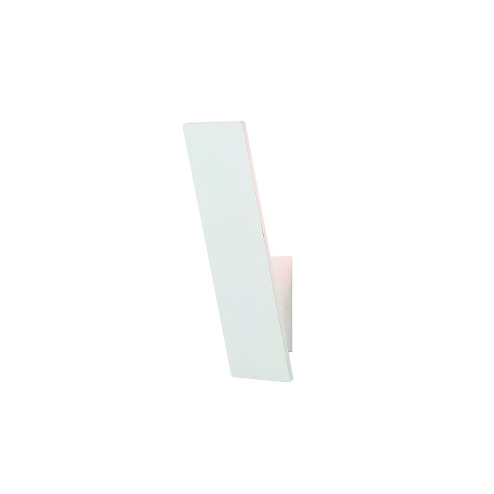 Applique murale blanche de profil, panneau rectangulaire incliné sur sa base
