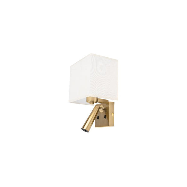 Applique Orientable ZAMBELIS E27 DESIGN Laiton Brosse et Beige Sans Source H73