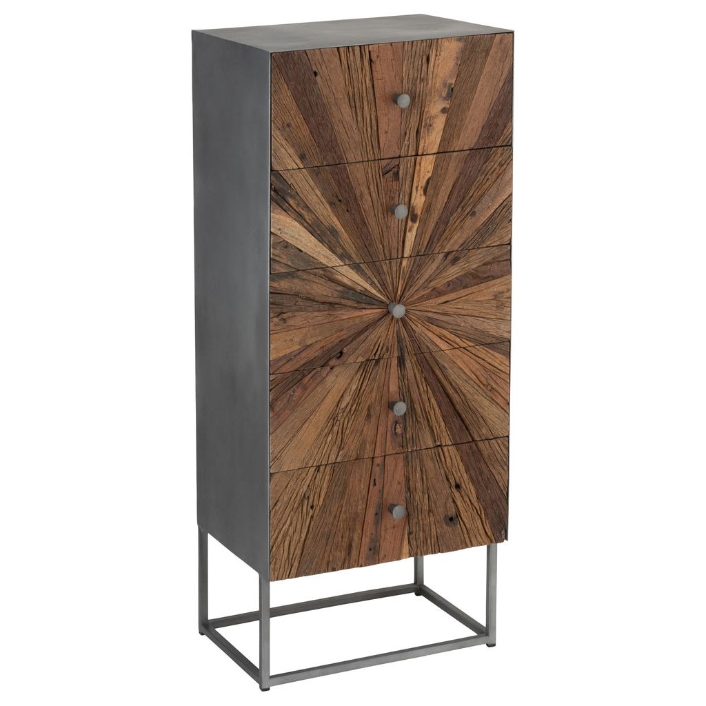 Armoire 5 Tiroirs Bois Fer | Ilae - Designix Armoire