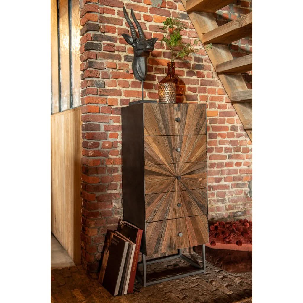 Armoire 5 Tiroirs Bois Fer | Ilae - Designix Armoire
