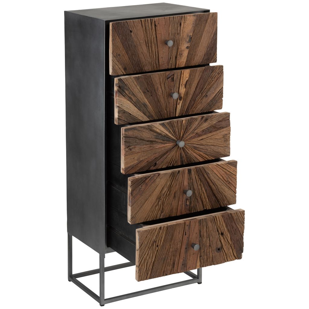 Armoire 5 Tiroirs Bois Fer | Ilae - Designix Armoire